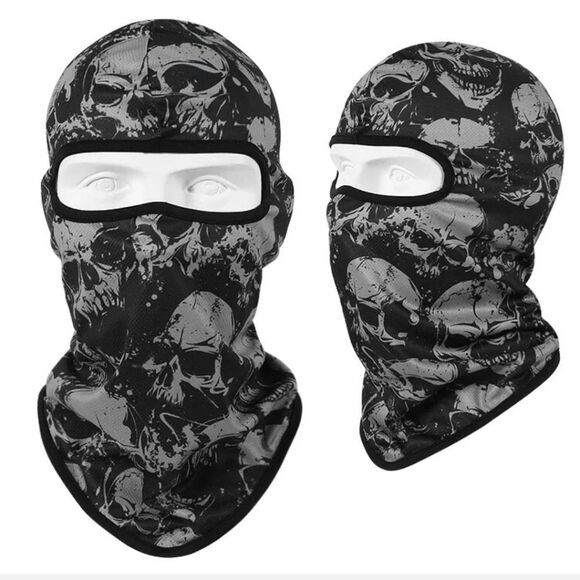 Tactical Skull Ghost Printed Full Face Mask Balaclava Halloween Ski Motorcycle - Picture 1 of 6